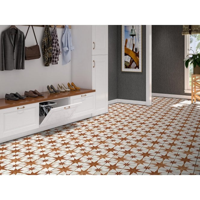 Metropolistyle Star Sienna Pattern 45cm x 45cm Wall & Floor Tile