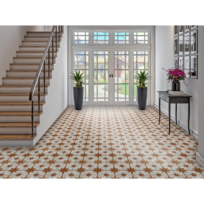 Metropolistyle Star Sienna Pattern 45cm x 45cm Wall & Floor Tile