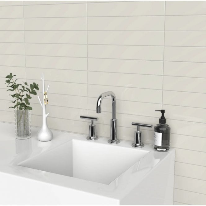 Microline White Gloss 5cm x 30cm Wall Tile