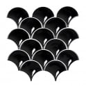 Midnight Black Gloss 27.3cm x 25.9cm Fan Mosaic Tile