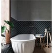 Midnight Black Matt 27.3cm x 25.9cm Fan Mosaic Tile