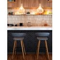 Midnight Black Matt 27.3cm x 25.9cm Fan Mosaic Tile