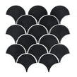 Midnight Black Matt 27.3cm x 25.9cm Fan Mosaic Tile