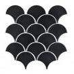 Midnight Black Matt 27.3cm x 25.9cm Fan Mosaic Tile