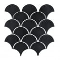 Midnight Black Matt 27.3cm x 25.9cm Fan Mosaic Tile