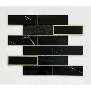 Midnight Gold Marble (4.8x14.8) 30cm x 30cm Mosaic Tile