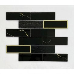 Midnight Gold Marble (4.8x14.8) 30cm x 30cm Mosaic Tile