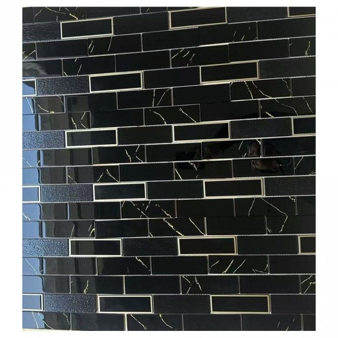 Midnight Gold Marble (4.8x14.8) 30cm x 30cm Mosaic Tile