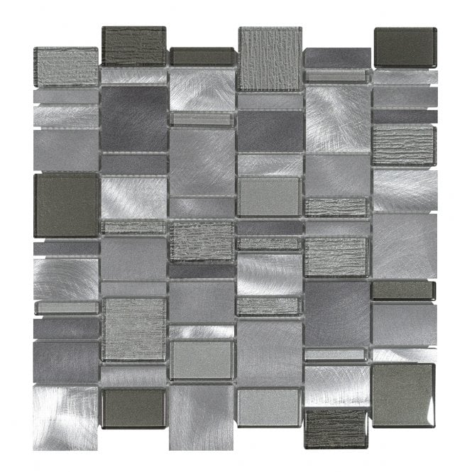 Milan Grey 30cm x 30cm Glass Mosaic Tile