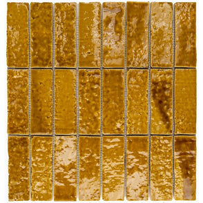 Minibru Crackle Mustard 33.7cm x 32.2cm Mosaic Tile