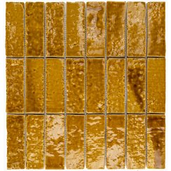 Minibru Crackle Mustard 33.7cm x 32.2cm Mosaic Tile