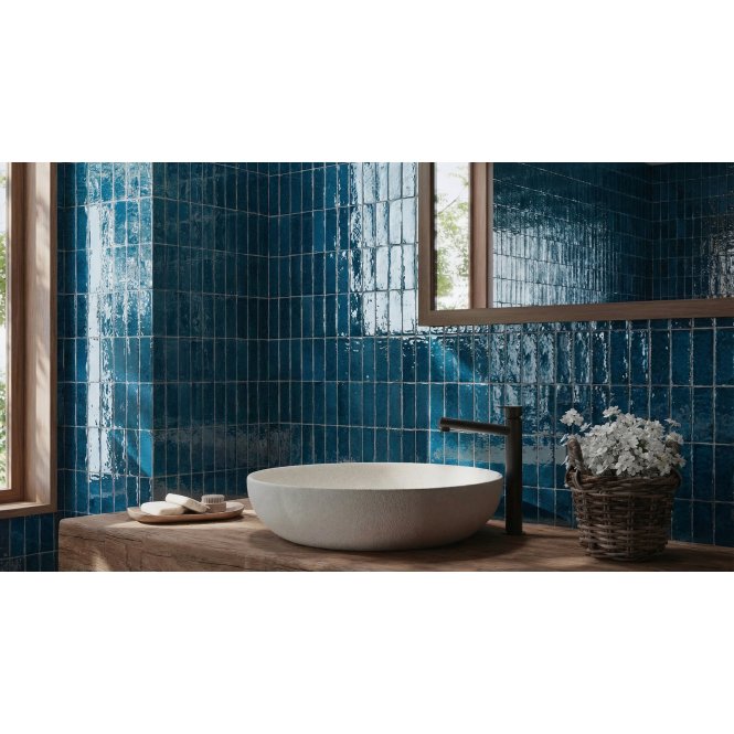 Minibru Crackle Sapphire 33.7cm x 32.2cm Mosaic Tile