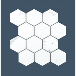 Mont Blanc Statuario Hexagon Mosaic (7.3cm x 7.3cm) 26cm x 27.8cm Wall & Floor Tile