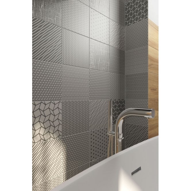 MoodBoard Dark Grey/Light Grey Mix 23.7cm x 23.7cm Wall and Floor Tile