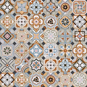 Music Halls Multicolour 20cm x 20cm Octagon Wall & Floor Tile