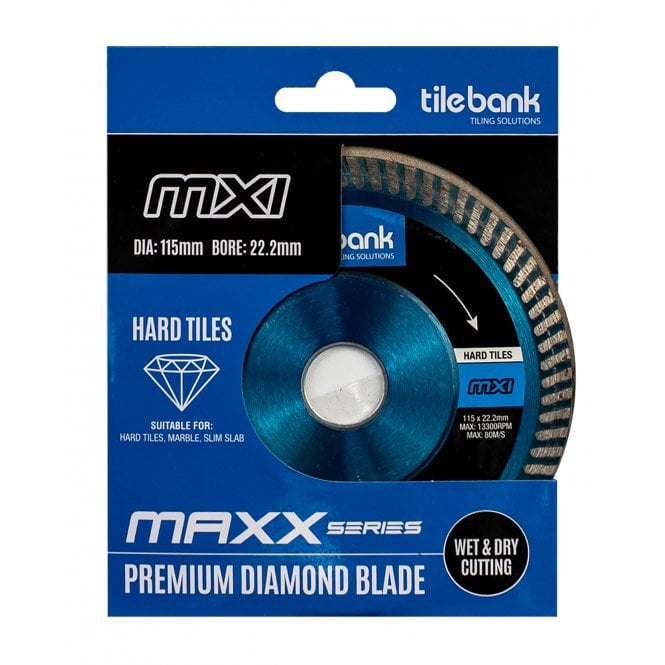 Tile Bank MX1 Hard Tiles Wet and Dry Diamond Blade 115mm x 22mm