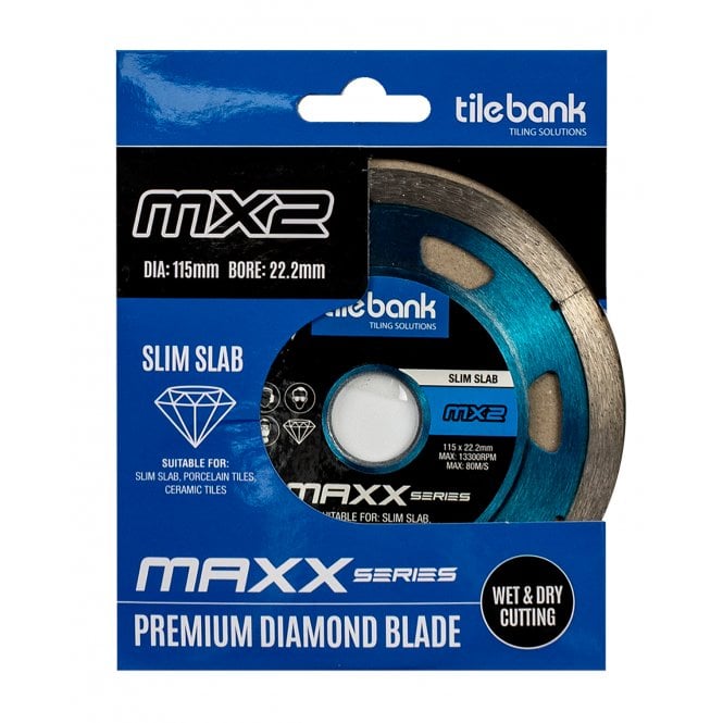 Tile Bank MX2 Slim Slab Wet and Dry Diamond Blade 115mm x 22mm