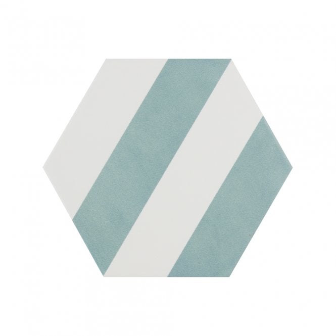Naples Hexagon Aquamarine 22.8cm x 19.8cm Wall & Floor Tile