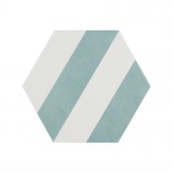 Naples Hexagon Aquamarine 22.8cm x 19.8cm Wall & Floor Tile