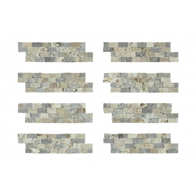 Native Stone Travertine Silver/Cream Mix Splitface 10cm x 36cm Wall Tile
