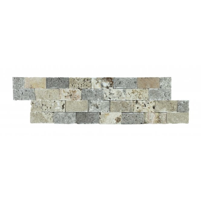 Native Stone Travertine Silver/Cream Mix Splitface 10cm x 36cm Wall Tile