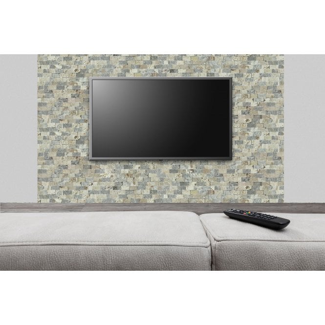 Native Stone Travertine Silver/Cream Mix Splitface 10cm x 36cm Wall Tile