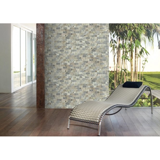 Native Stone Travertine Silver/Cream Mix Splitface 10cm x 36cm Wall Tile