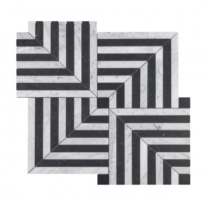 New York Carrara White & Nero Marquina 49.3cm x 49.3cm Mosaic Tile