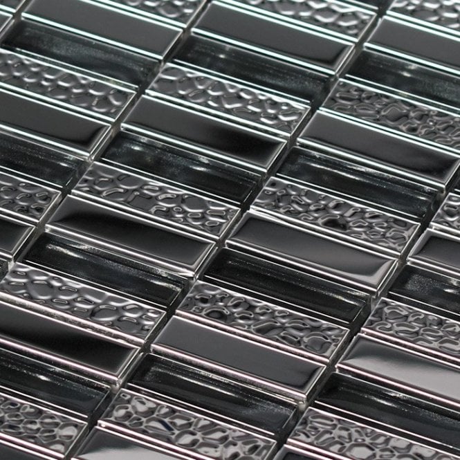 Nightfall Stainless 30cm x 30cm Glass Mosaic Tile