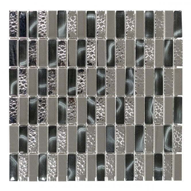 Nightfall Stainless 30cm x 30cm Glass Mosaic Tile