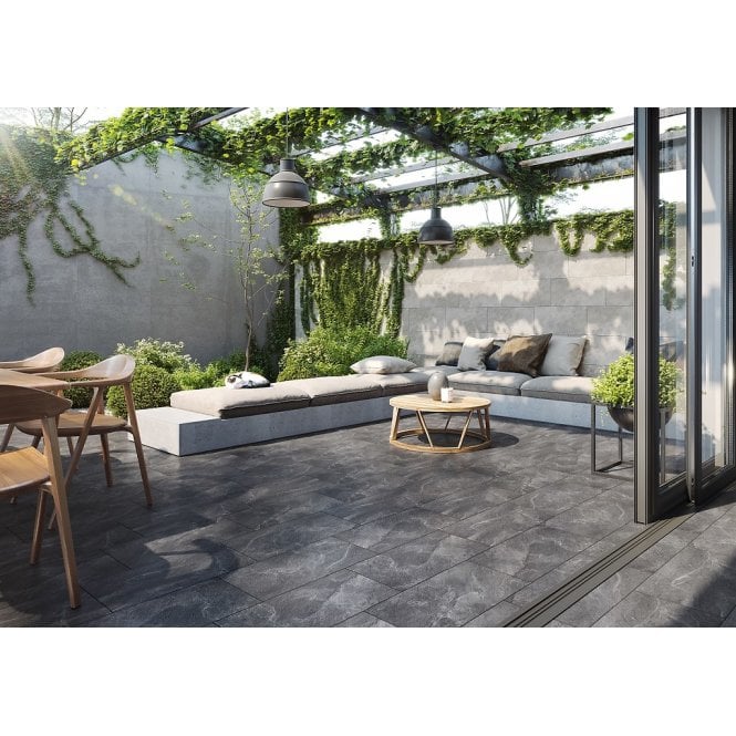 Noir Stone Effect Grey 29.7cm x 59.8cm Wall & Floor Tile