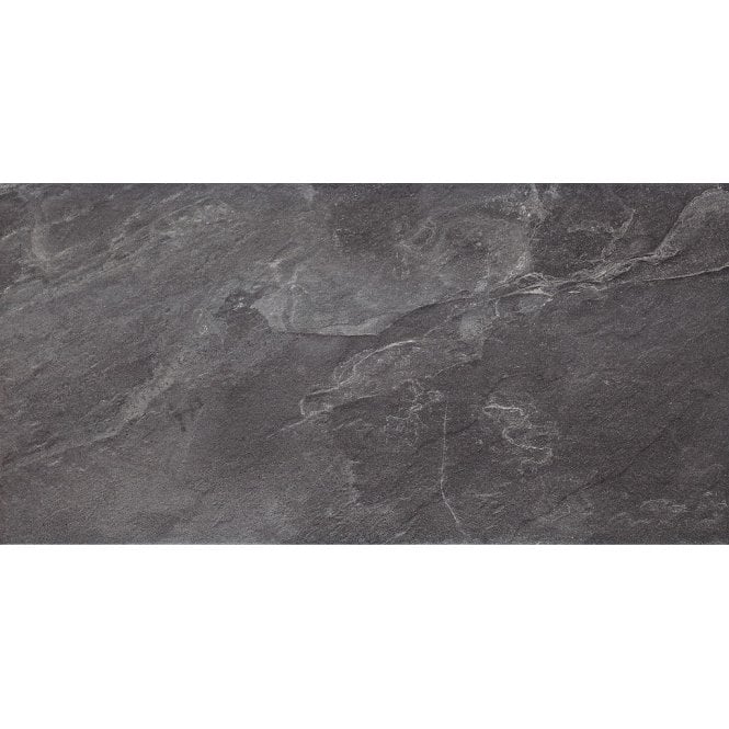 Noir Stone Effect Grey 29.7cm x 59.8cm Wall & Floor Tile