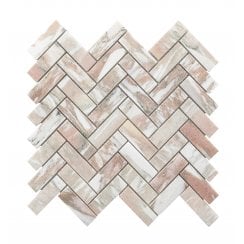 Norwegian Rose Honed Marble 30.5cm x 32.5cm Herringbone Mosaic Tile