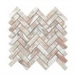 Norwegian Rose Honed Marble 30.5cm x 32.5cm Herringbone Mosaic Tile