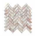 Norwegian Rose Honed Marble 30.5cm x 32.5cm Herringbone Mosaic Tile