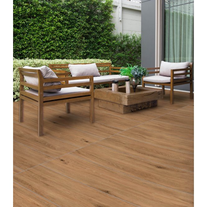 Oakwood Beige 30cm x 120cm x 2cm Slab Outdoor Tile Pallet Deal
