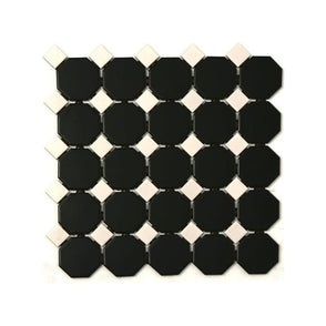 Octagon Black White Matt & Gloss (5.5cm x 5.5cm) 29.5cm x 29.5cm Mosaic Tile