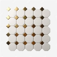 Octagonal White Gold 29.5cmx 29.5cm (2.3cm x 2.3cm) Mosaic