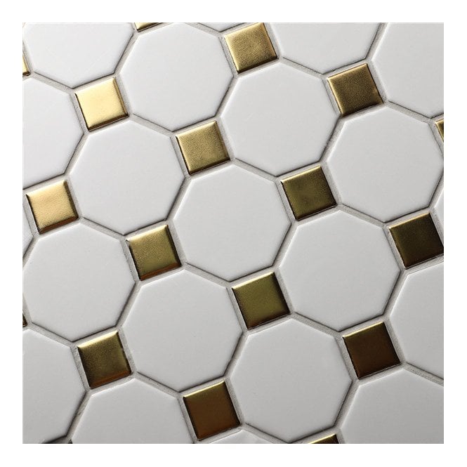 Octagonal White Gold 29.5cmx 29.5cm (2.3cm x 2.3cm) Mosaic