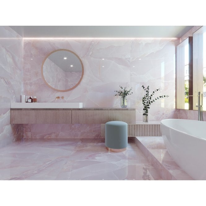 Onyx Agate Pink 60cm x 120cm Wall and Floor Tile