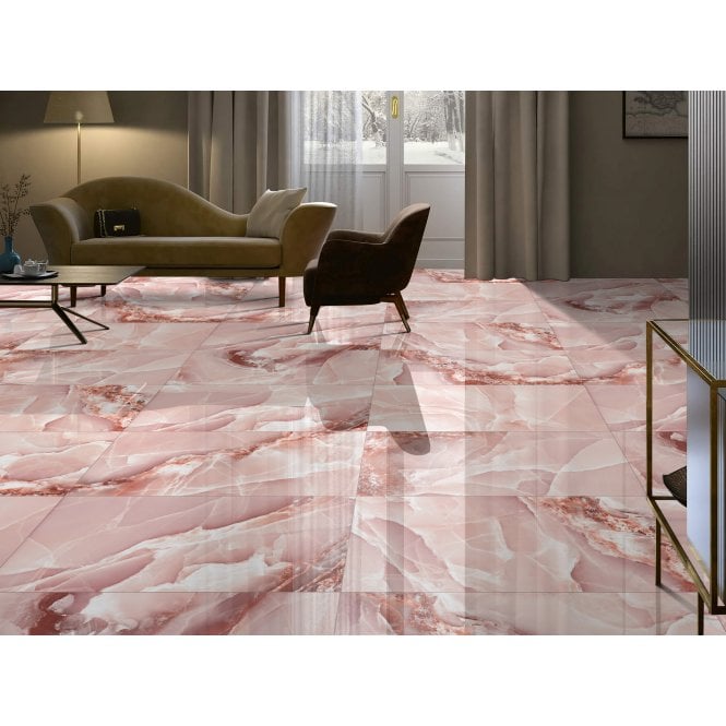 Onyx Agate Pink 60cm x 120cm Wall and Floor Tile