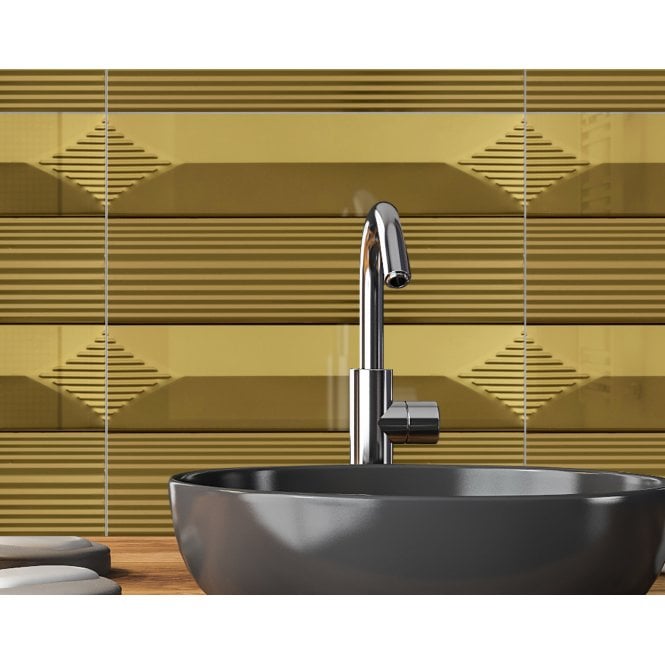 Ophelia Gold (6cm x 24cm) 24.3cm x 24cm Mosaic Tile