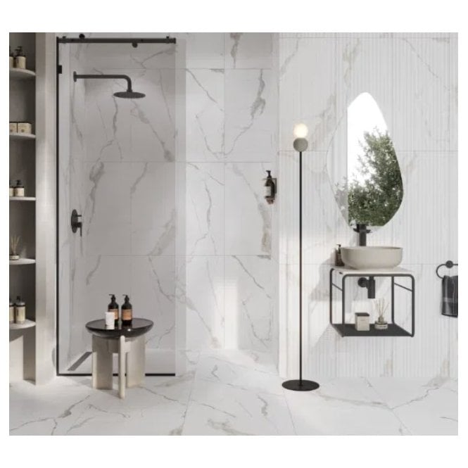 Pamena White Decor 40cm x 80cm Wall Tile