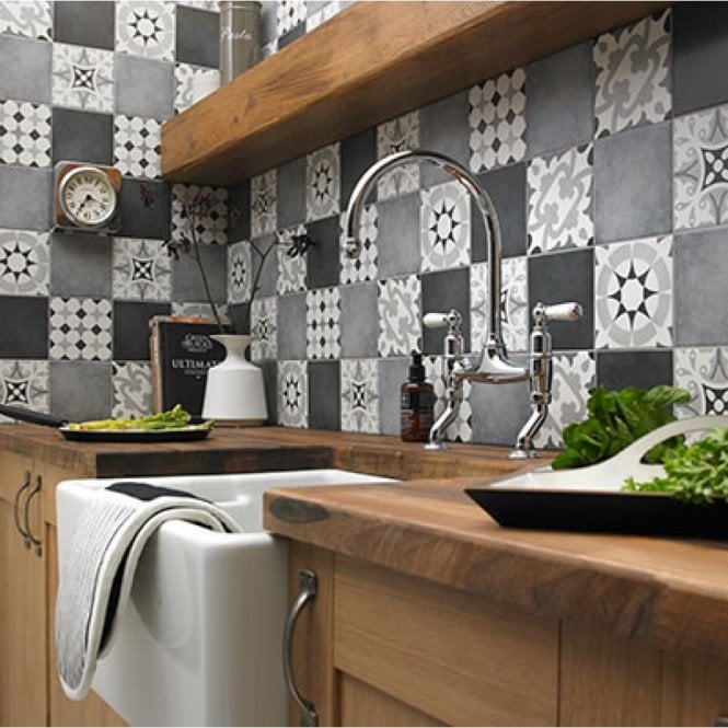British Ceramic Tile Parian Dark Grey 14.2cm x 14.2cm Wall & Floor Tile - 12 pack