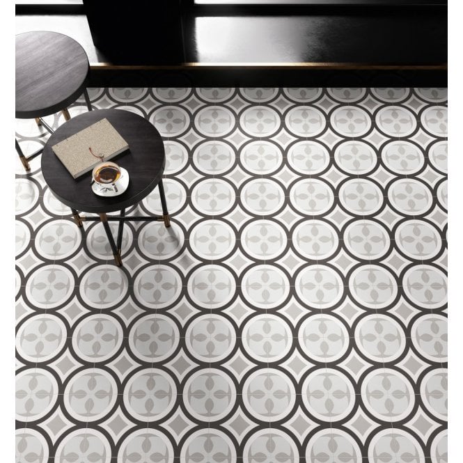 Italian Design Patchwork B&W 01 20cm x 20cm Wall & Floor Tile