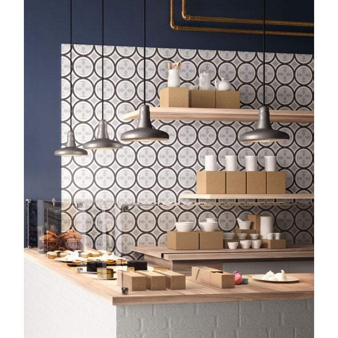Italian Design Patchwork B&W 01 20cm x 20cm Wall & Floor Tile