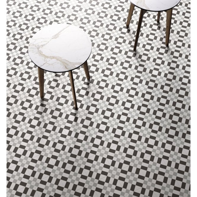 Italian Design Patchwork B&W 02 20cm x 20cm Wall & Floor Tile