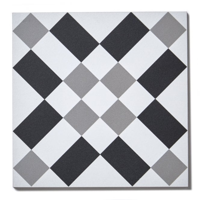 Italian Design Patchwork B&W 02 20cm x 20cm Wall & Floor Tile
