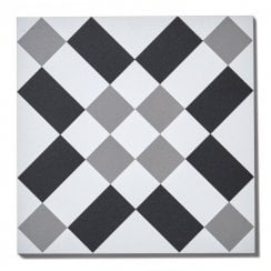 Italian Design Patchwork B&W 02 20cm x 20cm Wall & Floor Tile