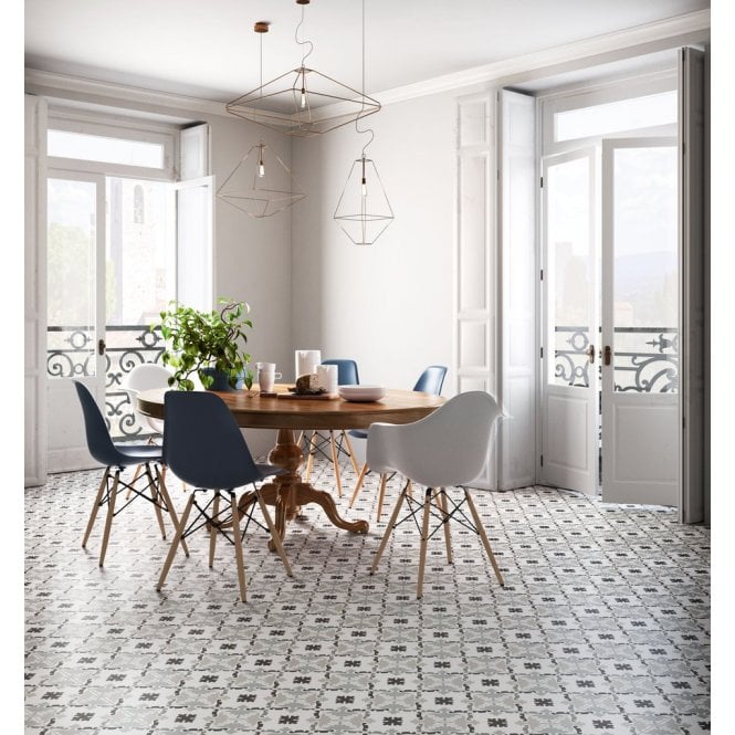 Italian Design Patchwork B&W 03 20cm x 20cm Wall & Floor Tile